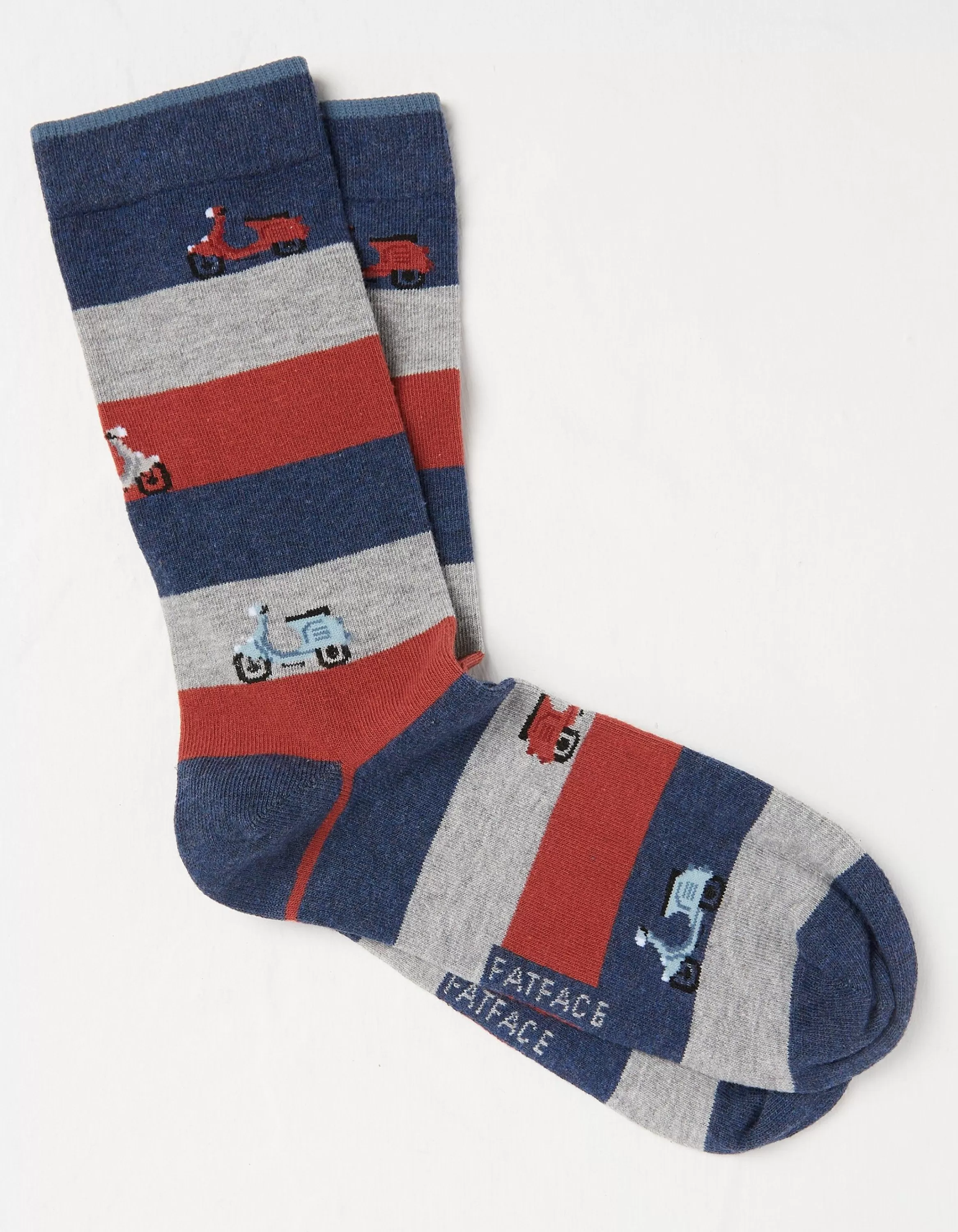 New FatFace 1 Pack Moped Stripe Socks Navy
