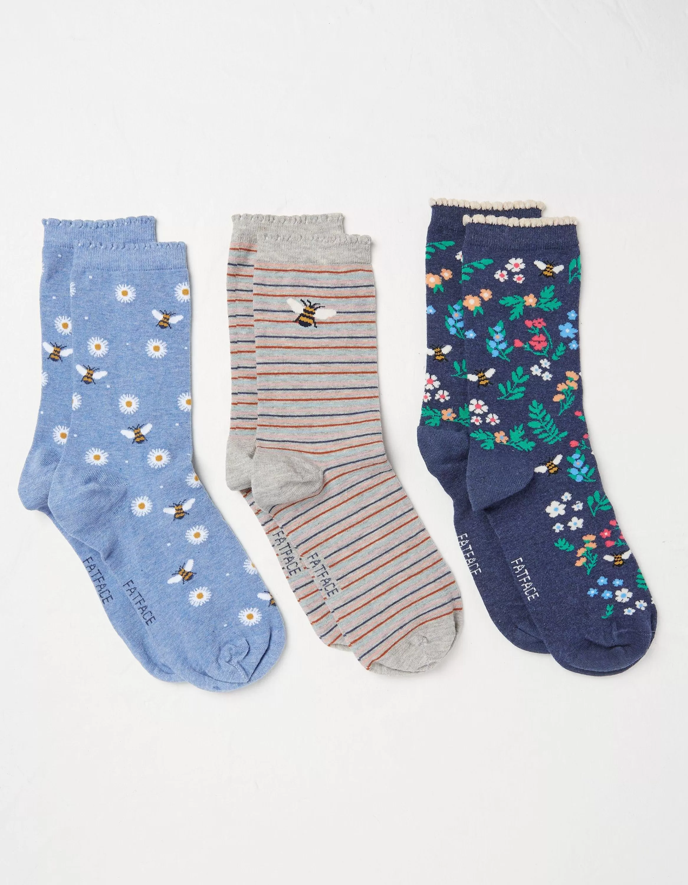 Best Sale FatFace 3 Pack Bee Socks In A Box Multi
