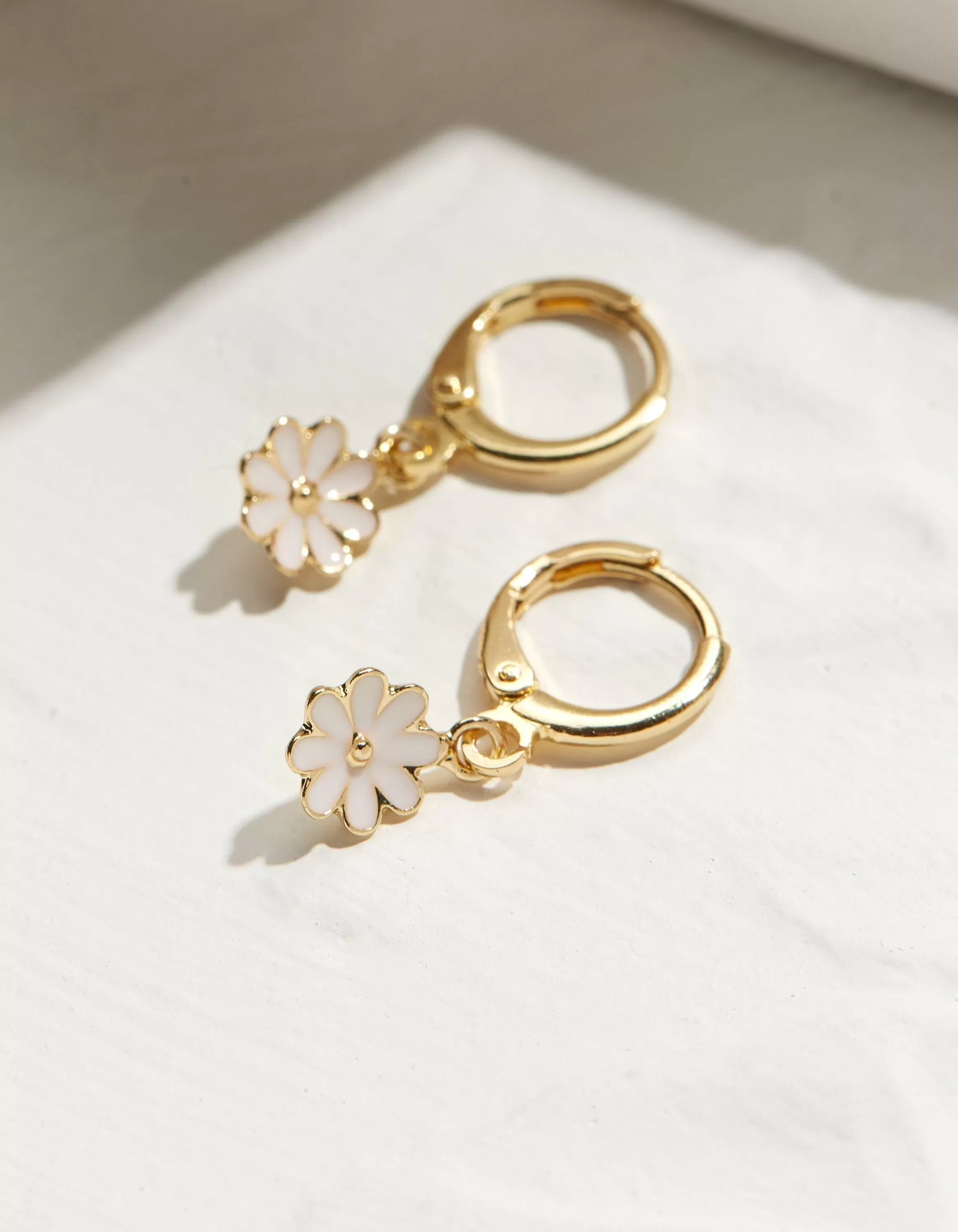 Clearance FatFace Enamel Flower Drop Earrings Gold