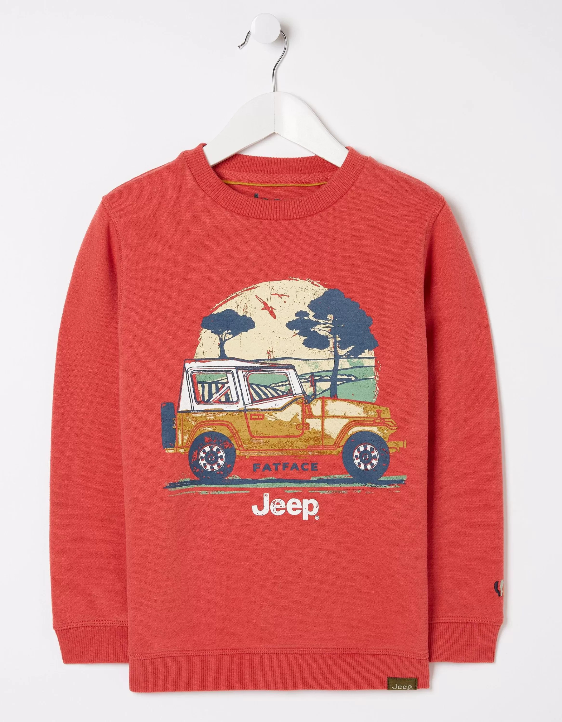 Sale FatFace Jeep Crew Neck Sweatshirt Washed Red