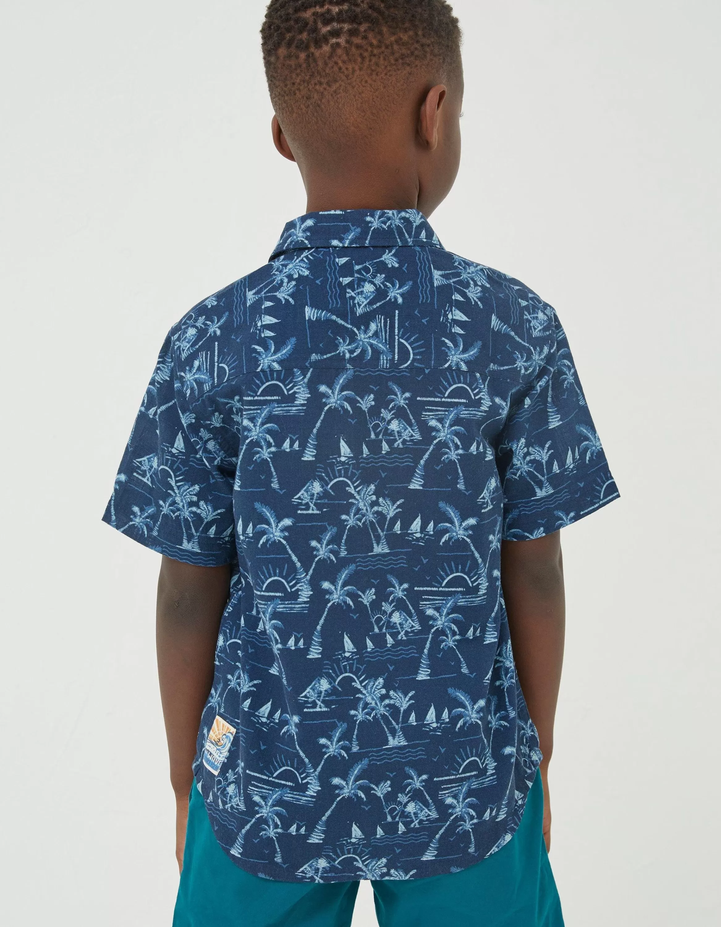 Sale FatFace Resort Printed Shirt Navy